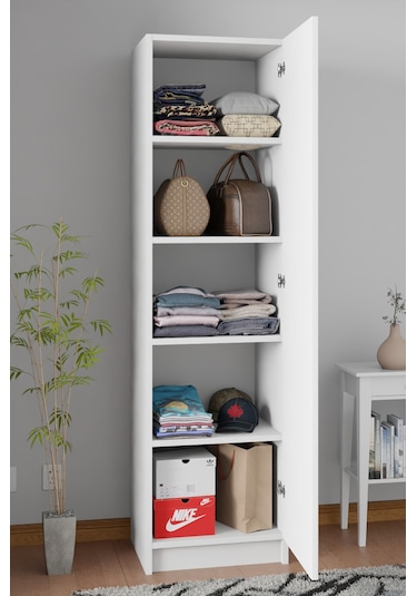 Ladik Beyaz Tek Kapaklı Gardırop 180-45-45 Cm Çift Yönlü Kapak Ladik Beyaz Tek Kapaklı Gardırop 180-45-45 Cm Çift Yönlü Kapak