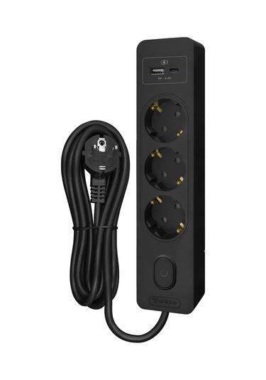 Seldur Kablolu Usb/type-c 3'lü 2 Metre Siyah Grup Priz 2 M