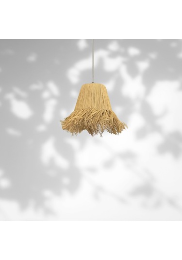 Rafya Hasır El Yapımı Bohem Tasarım Orta Boy Sarkıt Avize 1 Adet Diğer