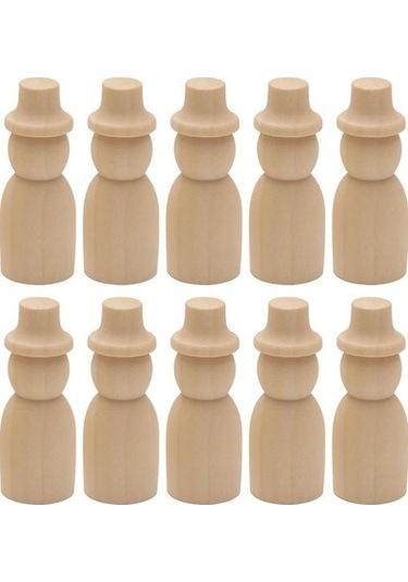 Lijinxu 5/10 Parça Ahşap Peg Bebekler Hatted Insanlar Organları