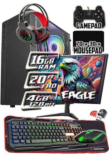 Warbox Eagle X5650 16 GB 256 GB SSD R724 4 GB 20" W10P Masaüstü Bilgisayar