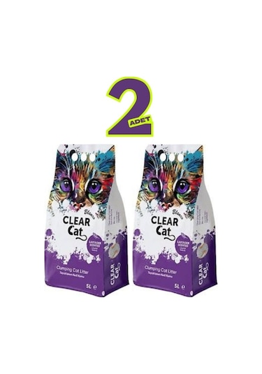 Clear Cat Blanco 2 Adet 10 Lt. Lavanta Kokulu Topaklanan Bentonit Kedi Kumu