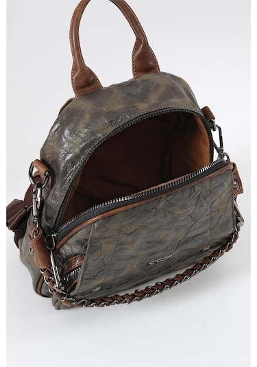 Ççs 17635 Kadın Omuz Ve Sırt Çantası Koyu Yeşil