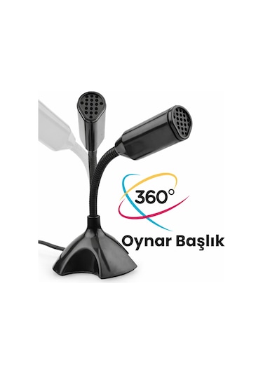 Pc Laptop Uyumlu Oynar Başlıklı Masaüstü Mikrofon 3.5mm Aux