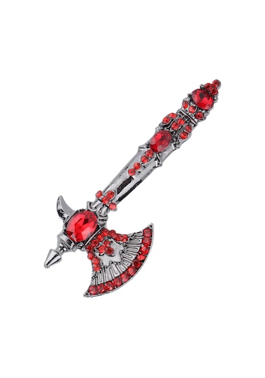 Lemestar Klasik Elmaslı Bıçak Desenli Broş - Dayanıklı Alyuminyum Malzeme, Gündelik Ve Özel Etkinlikler İçin Dekoratif Takı Kırmızı