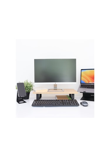 Hansdo Monitör Standi - Monitör Yükseltici MDF Lam Safir Meşe