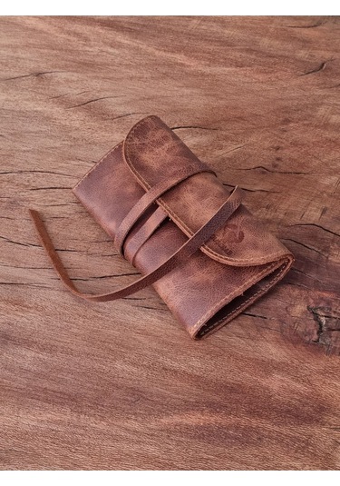 Tütün Kesesi Cüzdan Ipli Tütün Çantası Tütünlük Case %100 Gerçek Deri Taba