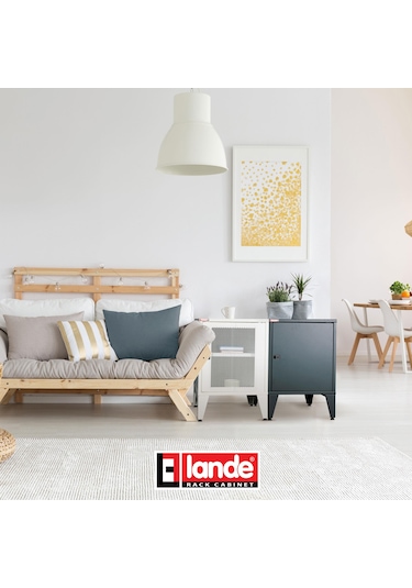 Lande - Ziglat 655 - Metal Dolap - Cam Kapılı - Mat Beyaz. Beyaz