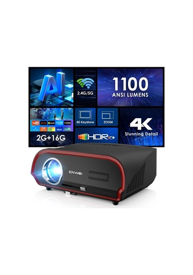 Pxodyda 1080 P 1100 ANSI Lümen FULL HD 4K Projeksiyon Cihazı Kırmızı