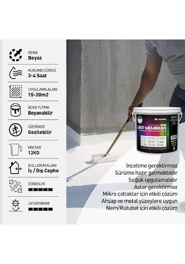 Alkoru 10 Adet 13 Kg Beyaz Likit Membran Avantaj Paket