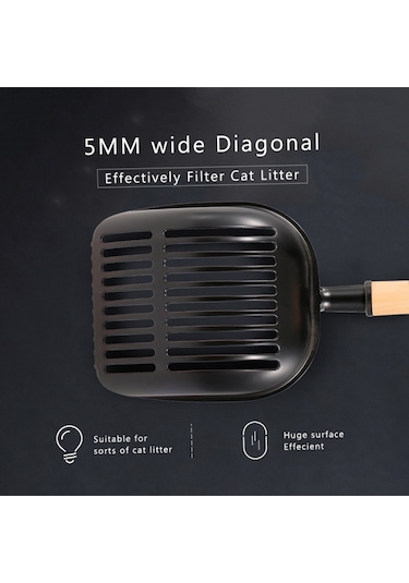 Mufunye Alüminyum Alaşımlı İçi Boş Kedi Kumu Kepçesi Uzun Saplı Kum Küreği Eleği Evcil Hayvan Temizlik Aleti