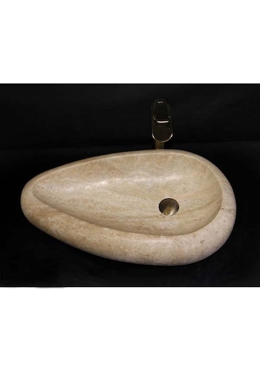 Light Traverten Çakıl Tasarım Lavabo