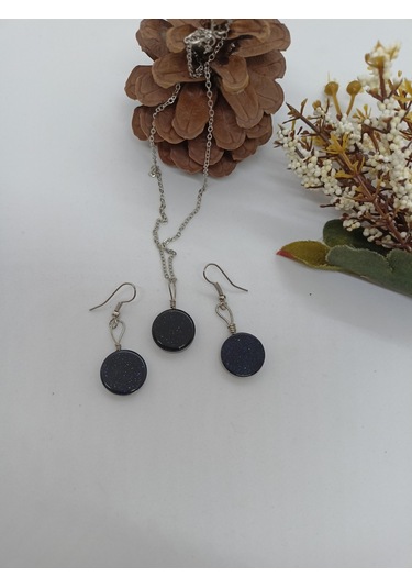 Yıldız Taşı Kolye/Küpe Set - Doğaltaş Kolye ve Küpe Takım-1027