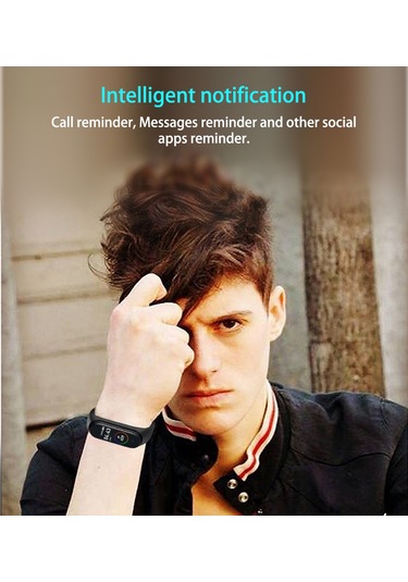 Geeroyoo Siyah M4 Akıllı Bileklik - 0.96 İnç Renkli Ekran, Adım Sayımı, Kan Basıncı, Kalp Atımı Ve Uyku İzleme, Çoklu Spor Modu, Arama Engelleme