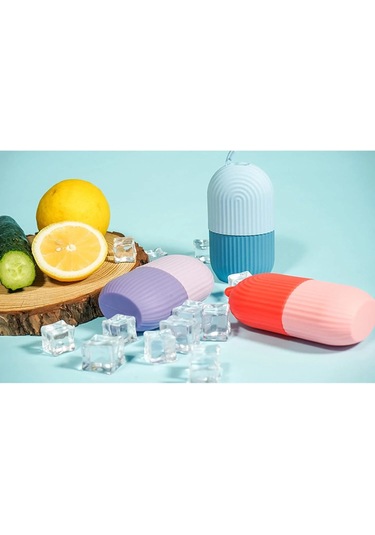 Ice Roller Buz Silindiri Terapi Etkili Yüz Masaj - Cilt Bakım Aleti 4741 Açık Mavi