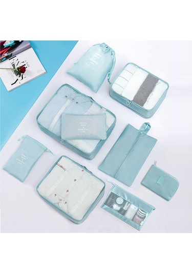 Monyee 9 Parça Polyester Organizer Seti: Seyahat & Ev İçin Kıyafet, Ayakkabı, Kozmetik Ve Elektronik Depolama Çantaları - Bej
