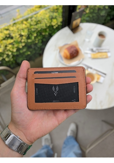 Visso 8600 Hakiki Deri Kartlık Unisex İsme Özel Çanta Kahve Napa