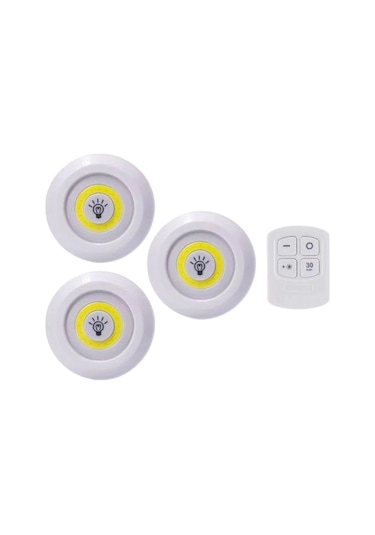Led Lamba 3'lü Uzaktan Kumandalı Yapışkanlı Çok Renkli