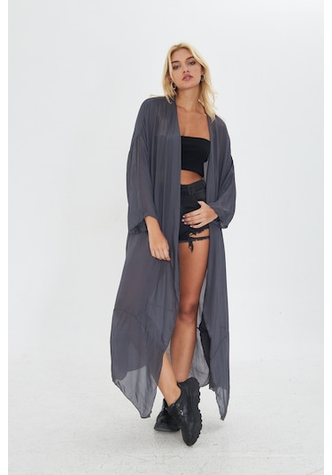 Kutaf Antrasit Ultra Soft Uzun İ Kimono Gri