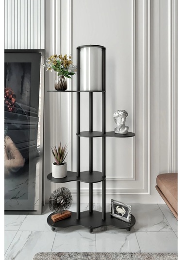 Ravilo Travers Raflı Lambader Siyah Siyah