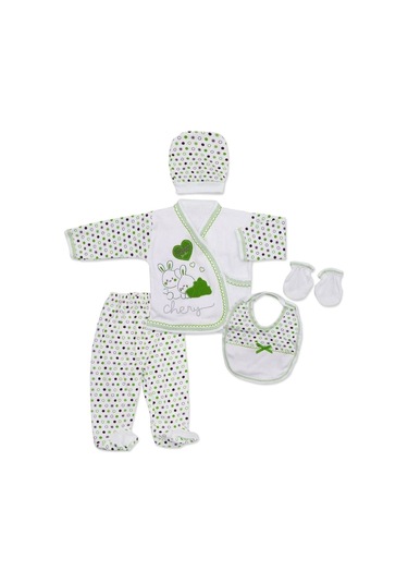 Bombinoo Yeşil Tavşanlı Yenidoğan Bebek 5 Li Hastane Çıkış Seti K1399 Yeşil