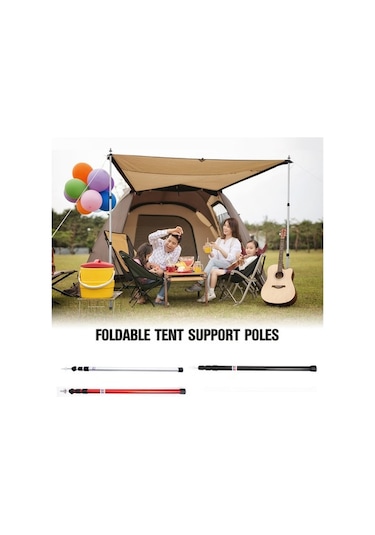 Pazly Kolay Kurulumlu Ayarlanabilir Alüminyum Kamp Çadırı Direği - Kırmızı/siyah/gümüş Seçenekleri Siyah