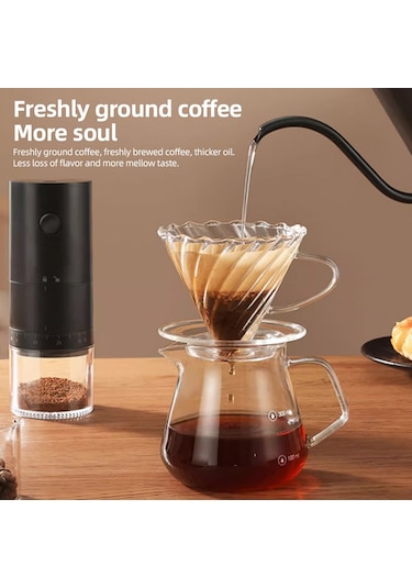 Tenfowee Siyah Seramik Çekirdekli 38 Ayarlı Elektrikli Kahve Değirmeni, 25g Fincan, 120ml Toz Deposu, 1500mah Pil, Mikro-usb Şarj, Temizlik Fırçası Dahil Siyah Tenfowee Siyah Seramik Çekirdekli 38 Ayarlı Elektrikli Kahve Değirmeni, 25g Fincan, 120ml Toz Deposu, 1500mah Pil, Mikro-usb Şarj, Temizlik Fırçası Dahil Siyah