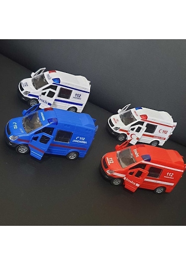 Oyuncak Araba Ambulans Polis Jandarma İtfaiye 112 Acil Kurtarıcı 4lü Set 12 Cm Diğer