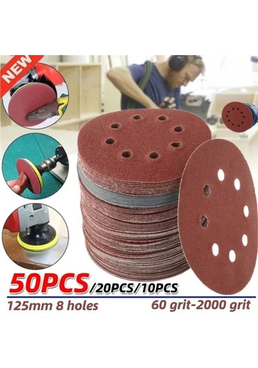 8 Delik 125mm Zımpara Ağaç İşleme Metal Taşlama Diski Aşındırıcı