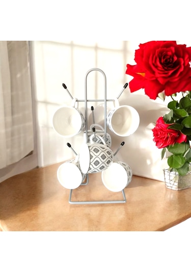 Fincan Askısı , Gri Askılık , Metal Masa Üstü , Tezgah Üstü Dolap