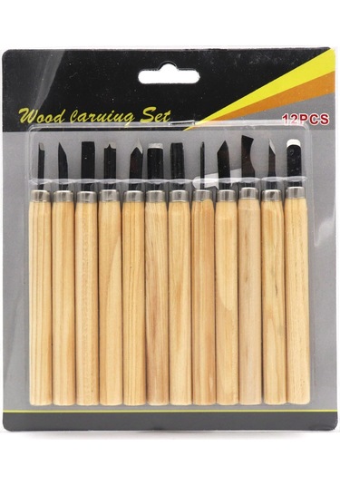 Sones 12 Adet / Set Çeşitli Ahşap Oyma Aletleri Seti Paslanmaz Çelik Bıçak Ve Ahşap Saplı Diğer