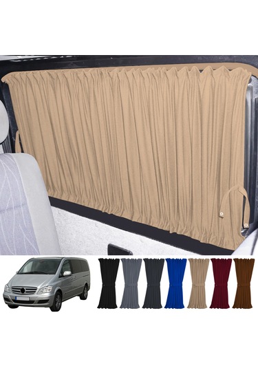 Pandami Mercedes Vito W639 5 Cam 2003-2014 Uyumlu Krem Raylı Oto Perde Takımı
