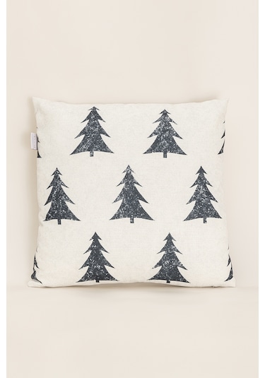 Charm Çam Ağacı Baskılı Krem Kırlent 45x45 35252a Krem