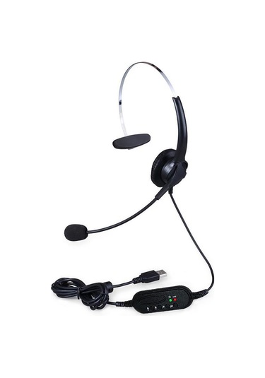 Xindoker Usb Tek Kulaklı Müşteri Hizmeti Kulaklığı - Gürültü Engelleme Mikrofon, Ses Kontrol Tuşu, 300 Derece Dönebilen Mikrofon, Plug & Play, Siyah