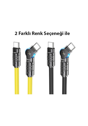 Hoco U118 Döner Başlıklı Type-c To Type-c 60w Hızlı Şarj Ve Veri Kablosu