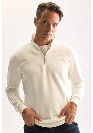 DeFacto 3 İplik Pamuklu Şardonlu İçi Polarlı Comfort Regular Fit Rahat Kalıp Dik Yaka Fermuarlı Kalın Sweatshirt D9067AXNSWT32 DeFacto 3 İplik Pamuklu Şardonlu İçi Polarlı Comfort Regular Fit Rahat Kalıp Dik Yaka Fermuarlı Kalın Sweatshirt D9067AXNSWT32