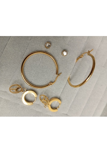 Gold Renk Küpe Seti Gold