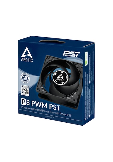 Arctic P8 Pwm Pst 80Mm Siyah Kanat Siyah Çerçeve Kasa Fan