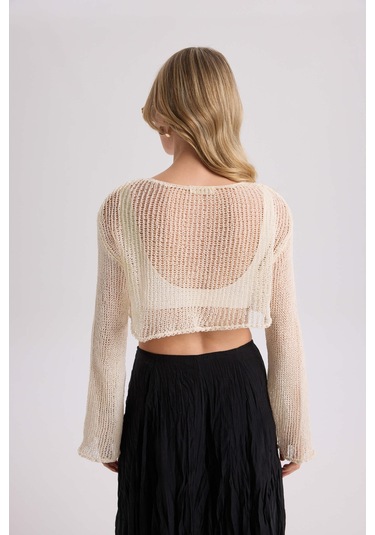 Mai Collection Mai Studios Co. Daisy Ekru İnce Triko Crop Ekru