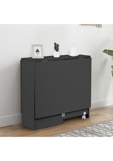 Silvia Siyah Ahşap Katlanır Yemek Masası