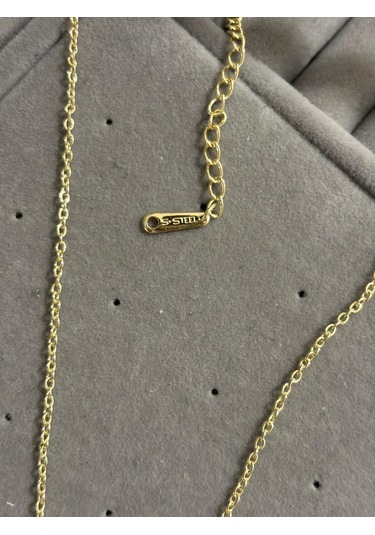 Çelik Gold Taşlı Yonca Kolye Altin