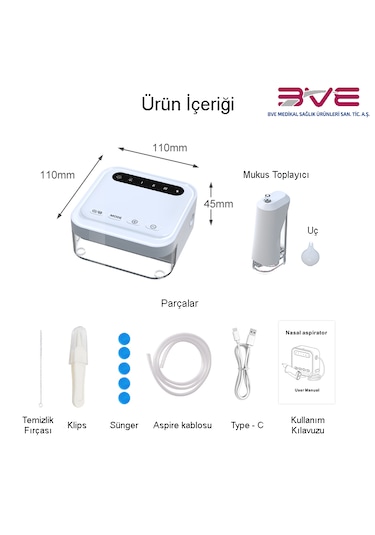 Optinell Elektrikli & Şarjlı Kare Bebek Burun Aspiratörü