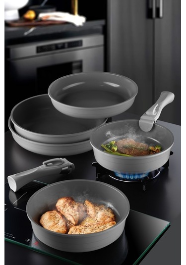 Neoflam Midas Gri 7 Parça Tava Seti Gri