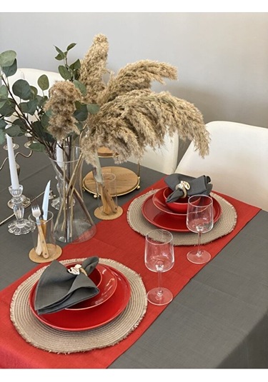 Valerium Simli Kırmızı Runner 40x150cm Kırmızı