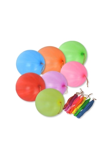İpli Balon Lastikli Zıpzıp Balon Punch Panç Balon Büyük Boy 25'li