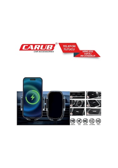 Carub Telefon Tutucu Havalandırma Kancalı Şeffaf Type-c