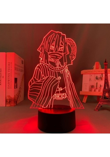 Szypzstore Led Işık Anime Demon Slayer Obanai Iguro Çocuk Yatak Odası Dekoru Aydınlatma Doğum Günü Hediyesi Manga 3d Gece Lambası Kimetsu Ny3q6j Renkli