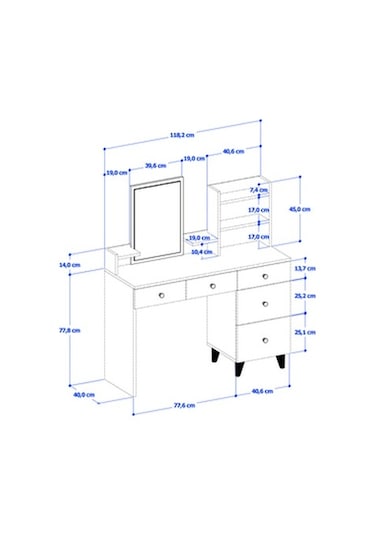 Makyaj Masası 1 - Atlas Çam - Antrasit