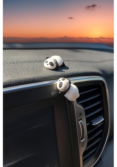 1 Adet Mini Panda Araç İçi Aksesuar Torpido Süsü Araba Dikiz Aynası Süsü Dekoratif Obje