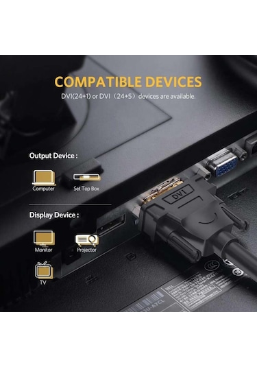 Ugreen 24+1 DVI to DVI 2K 60 Hz Görüntü Aktarma Kablosu 2 Metre